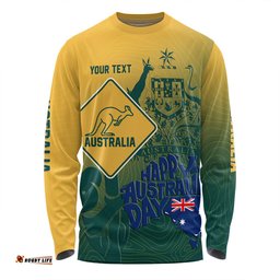 Australia Australia Day Custom Long Sleeve T-shirt - Australia Coat Of Arms Kangaroo And Koala Sign Long Sleeve T-shirt