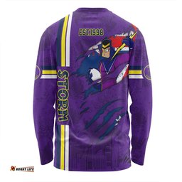 Melbourne Storm Long Sleeve T-shirt - Happy Australia Day Flag Scratch Style
