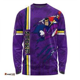 Melbourne Storm Long Sleeve T-shirt - Happy Australia Day Flag Scratch Style