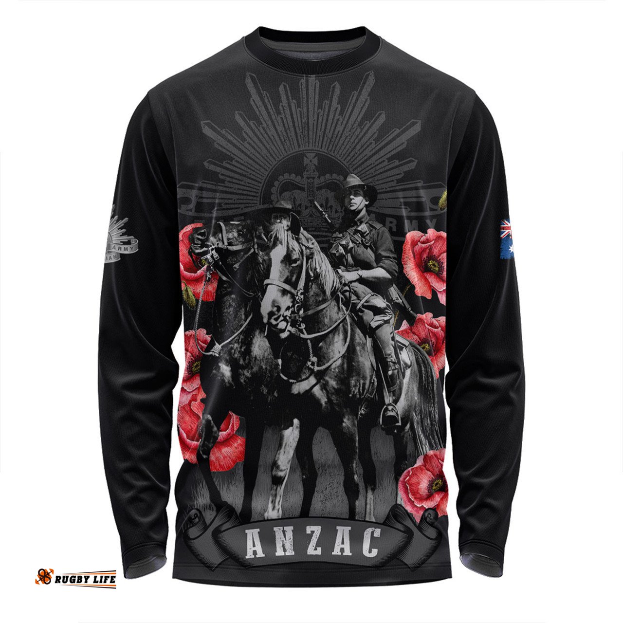 Australia Long Sleeve T-shirt - Anzac Day Lest We Forget The Light Horse