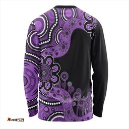 Australia Long Sleeve T-shirt Aboriginal Indigenous Dot Painting Purple