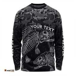 Amazing Aussie Australia Fishing Custom Fish Reaper Fish Skeleton Grey Long Sleeve T-shirt