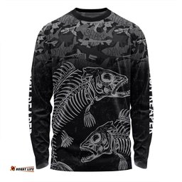 Amazing Aussie Australia Fishing Custom Fish Reaper Fish Skeleton Grey Long Sleeve T-shirt