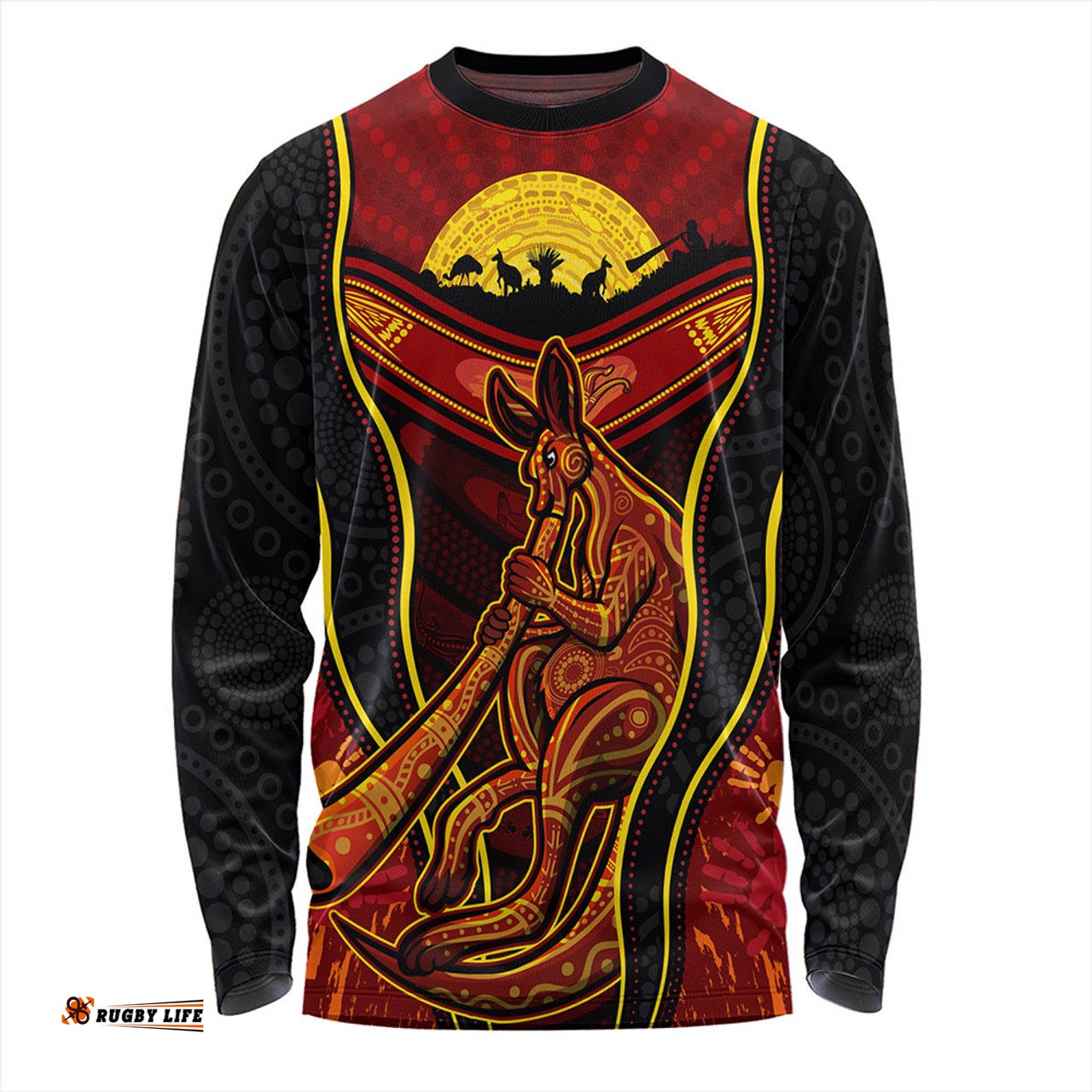 Amazing Aussie Australia Aboriginal Kangaroo Spirit Dreaming Long Sleeve T-shirt