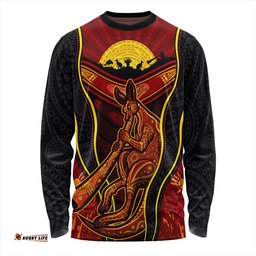 Amazing Aussie Australia Aboriginal Kangaroo Spirit Dreaming Long Sleeve T-shirt