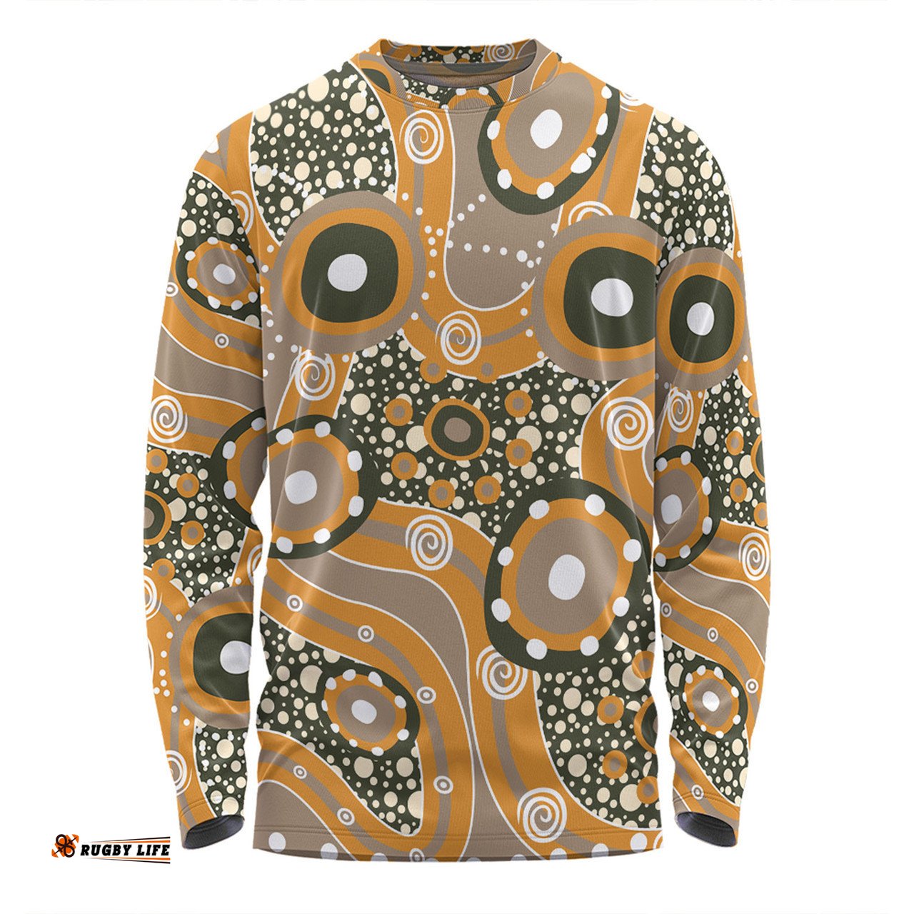 Amazing Aussie Australia Aboriginal Orange Aboriginal Dot Art Inspired Long Sleeve T-shirt