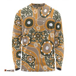 Amazing Aussie Australia Aboriginal Orange Aboriginal Dot Art Inspired Long Sleeve T-shirt