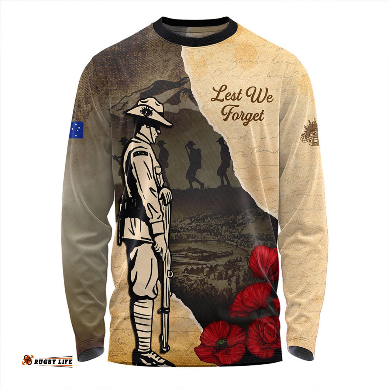 Amazing Aussie Australia Anzac Day Lest We Forget Letters From The Battlefield Long Sleeve T-shirt