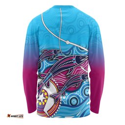 Amazing Aussie Australia Fishing Aboriginal Fishing Custom Fishaholic With The Dhari Symbol And Aboriginal Pattern Long Sleeve T-shirt