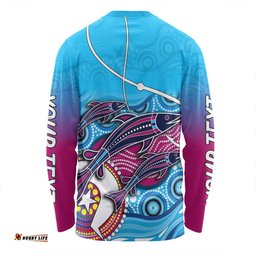 Amazing Aussie Australia Fishing Aboriginal Fishing Custom Fishaholic With The Dhari Symbol And Aboriginal Pattern Long Sleeve T-shirt