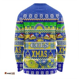 Parramatta Eels Christmas Aboriginal Custom Long Sleeve T-shirt - Indigenous Knitted Ugly Xmas Style Long Sleeve T-shirt