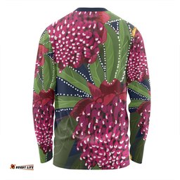 Amazing Aussie Australia Flowers Aboriginal Australian Waratah Flower Art Long Sleeve T-shirt