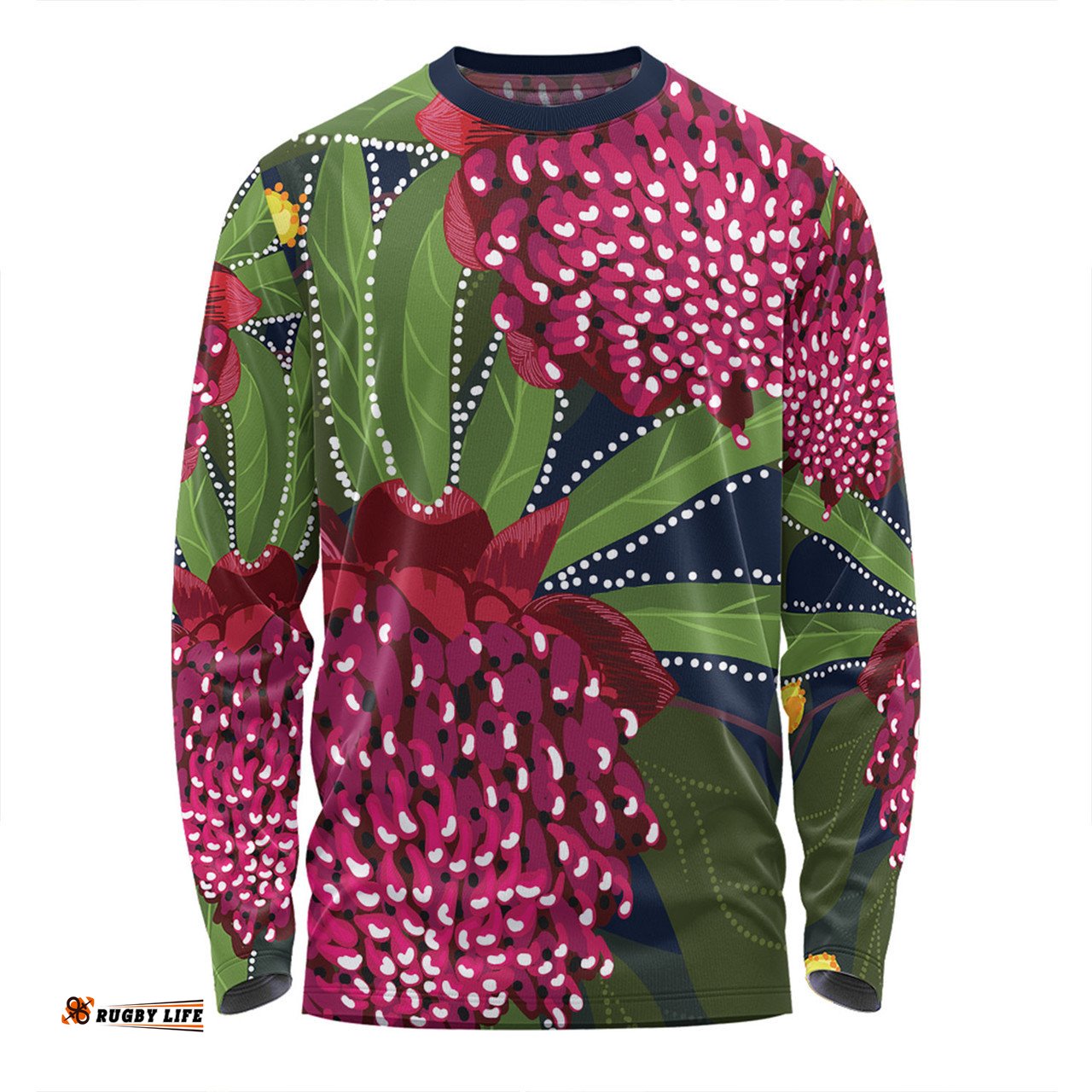 Amazing Aussie Australia Flowers Aboriginal Australian Waratah Flower Art Long Sleeve T-shirt