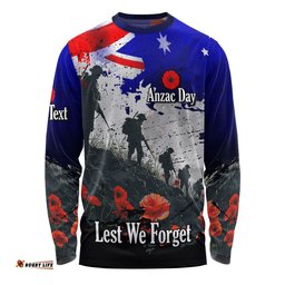 Australia Long Sleeve T-shirt - Custom Anzac Day Soldiers With Australia Flag Grunge Style
