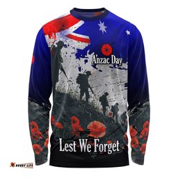 Australia Long Sleeve T-shirt - Custom Anzac Day Soldiers With Australia Flag Grunge Style