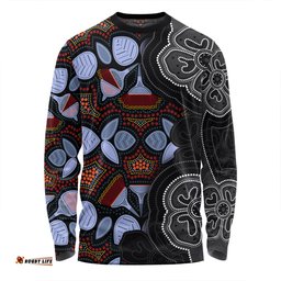 Amazing Aussie Australia Aboriginal Eucalyptus Seamless Pattern In Aboriginal Dot Art Long Sleeve T-shirt