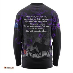 Amazing Aussie Australia Anzac Day Purple Poppy Tribute Remembered Together Long Sleeve T-shirt