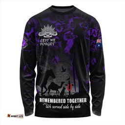 Amazing Aussie Australia Anzac Day Purple Poppy Tribute Remembered Together Long Sleeve T-shirt