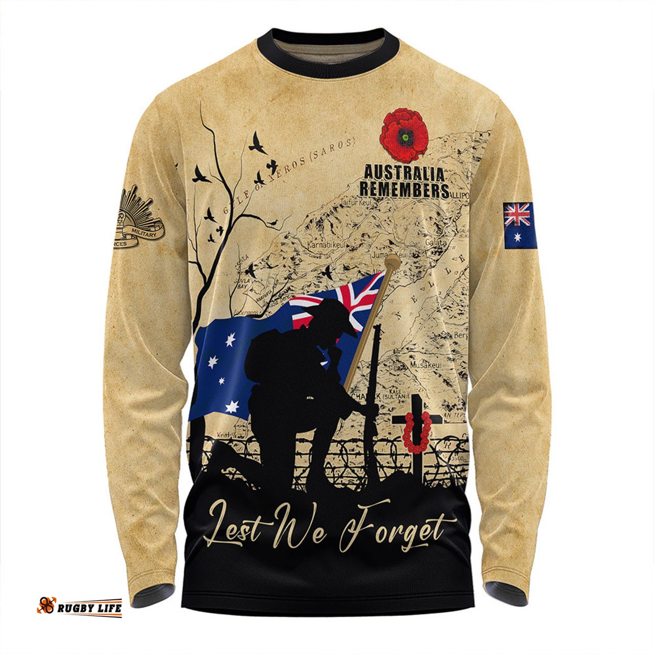 Amazing Aussie Australia Anzac Day Brothers In Arms Gallipoli Remembrance Long Sleeve T-shirt