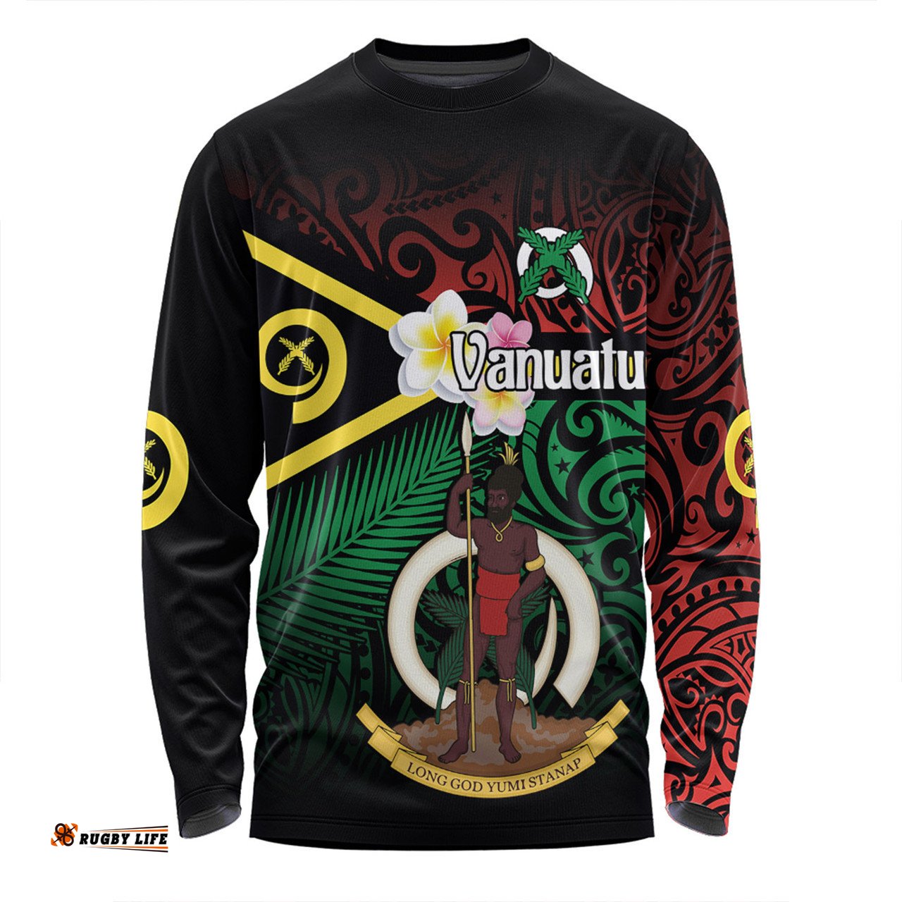 Amazing Aussie Australia South Sea Islanders Vanuatu Special Original Flag In Polynesian Style Long Sleeve T-shirt