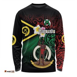 Amazing Aussie Australia South Sea Islanders Vanuatu Special Original Flag In Polynesian Style Long Sleeve T-shirt
