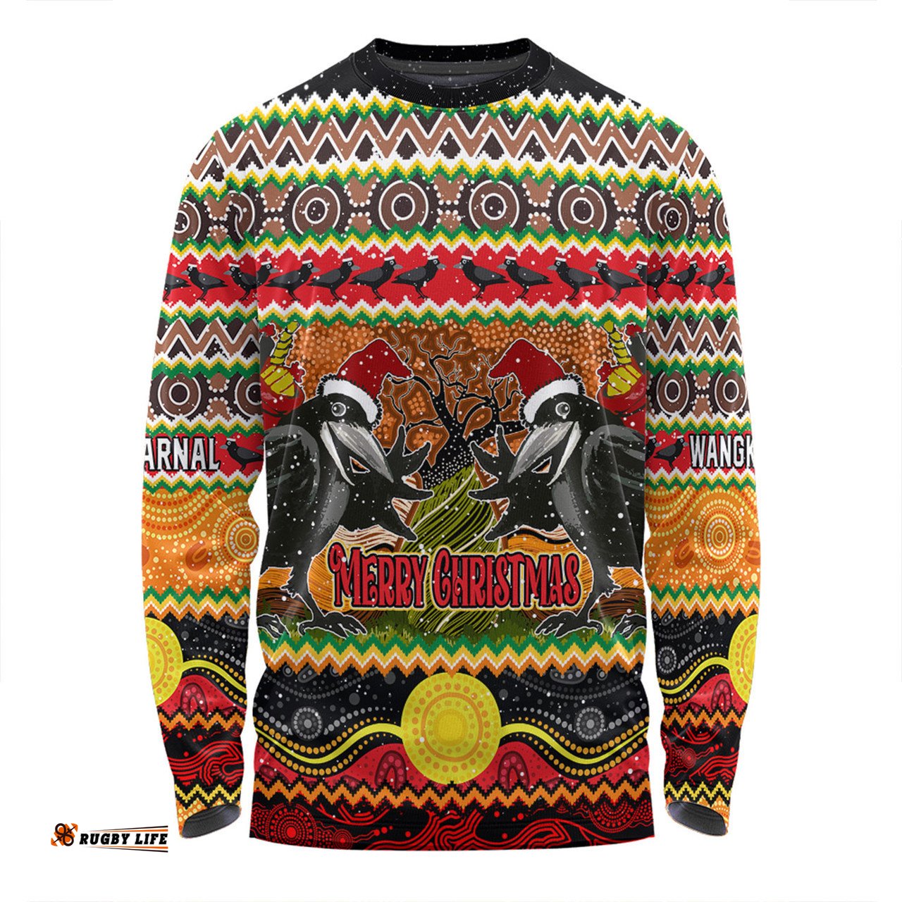 Amazing Aussie Australia Christmas Aboriginal Custom Aboriginal Dreamtime Wangkarnal Crows Long Sleeve T-shirt