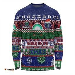 New Zealand Warriors Christmas Maori Custom Long Sleeve T-shirt - Indigenous Knitted Ugly Xmas Style Long Sleeve T-shirt