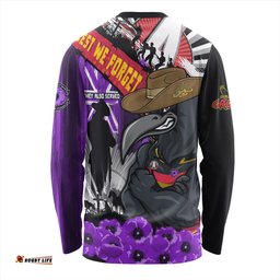 Amazing Aussie Adelaide Crows ANZAC Day Honor Purple Valor And Spirit Long Sleeve T-shirt