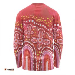 Amazing Aussie Australia Aboriginal Dot painting illustration in Aboriginal style Red Long Sleeve T-shirt