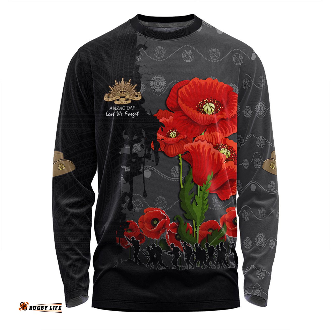 Australia Anzac Day Custom Long Sleeve T-shirt - Australian And New Zealand Warriorsers In Flanders Fields Poppy Flowers V2 Long Sleeve T-shirt