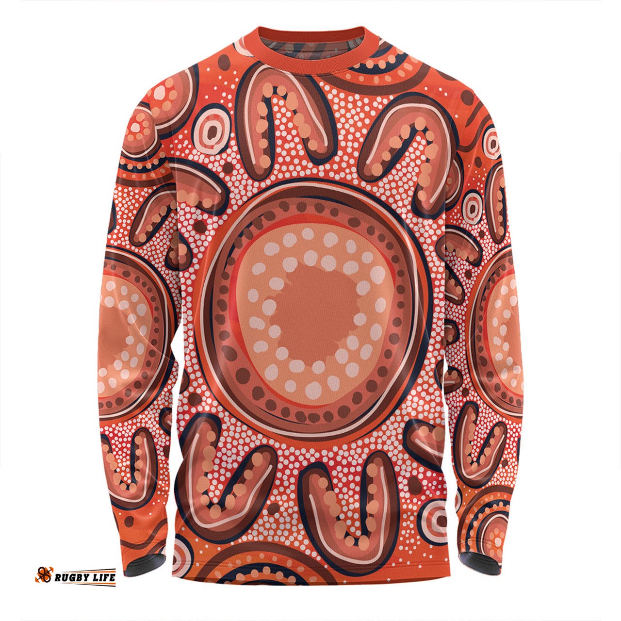 Amazing Aussie Australia Dot Painting Inspired Aboriginal Big Flower Painting With Aboriginal Dot Long Sleeve T-shirt