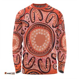 Amazing Aussie Australia Dot Painting Inspired Aboriginal Big Flower Painting With Aboriginal Dot Long Sleeve T-shirt