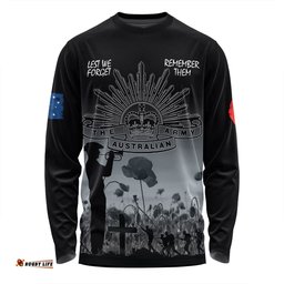 Australia Anzac Day Long Sleeve T-shirt - Lest We Forget Black Long Sleeve T-shirt