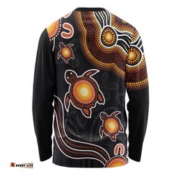 Amazing Aussie Australia Aboriginal Turtle Dreaming Journey Featuring Dot Art Orange Long Sleeve T-shirt