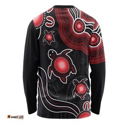 Amazing Aussie Australia Aboriginal Turtle Dreaming Journey Featuring Dot Art Red Long Sleeve T-shirt