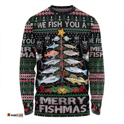 Amazing Aussie Australia Christmas Fishing Merrry Fishmas Fishing Rod Christmas Tree Long Sleeve T-shirt