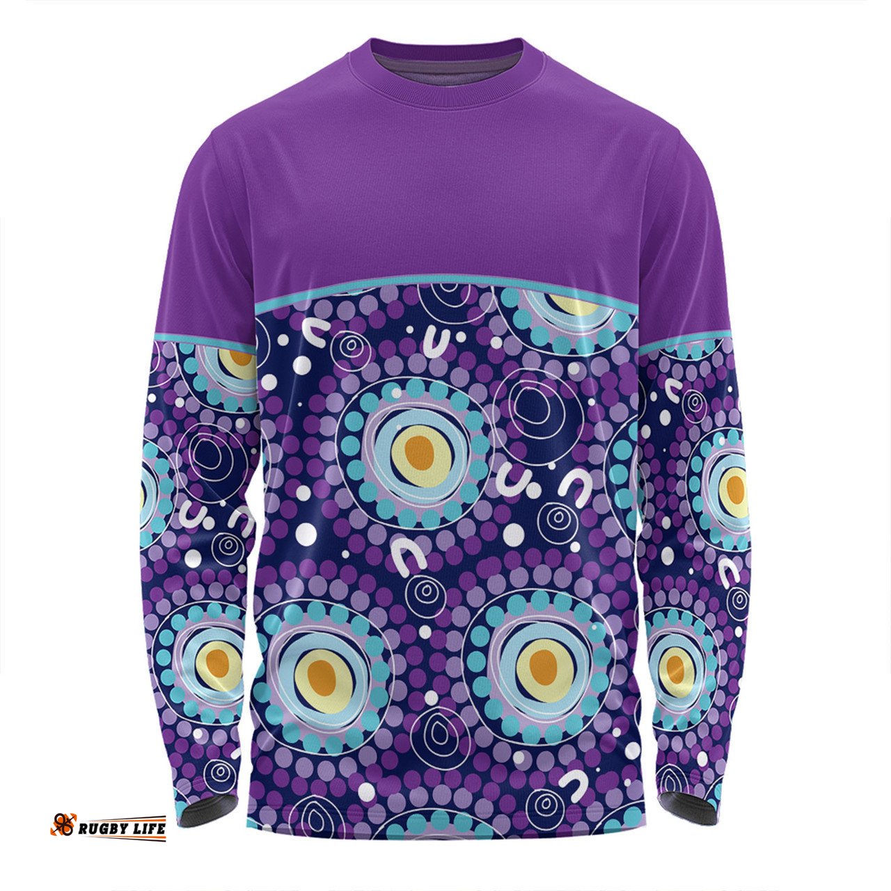 Amazing Aussie Australia Aboriginal Custom Purple Abstract Seamless Pattern With Aboriginal Inspired Long Sleeve T-shirt
