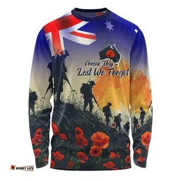 Amazing Aussie Australia Custom Anzac Day Soldiers With Australia Flag Long Sleeve T-shirt