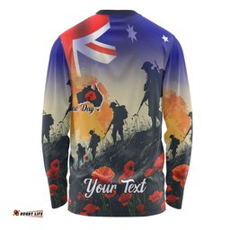 Amazing Aussie Australia Custom Anzac Day Soldiers With Australia Flag Long Sleeve T-shirt