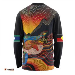 Australia Aboriginal Custom Long Sleeve T-shirt - Rainbow Serpent In Aboriginal Dreaming Art Inspired Long Sleeve T-shirt