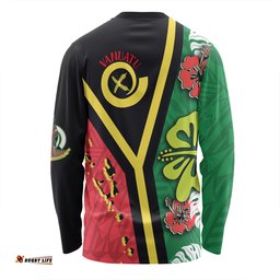 Amazing Aussie Australia South Sea Islanders Vanuatu Flag With Habiscus Flowers Long Sleeve T-shirt