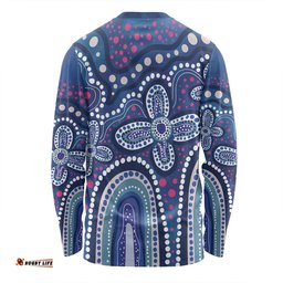 Amazing Aussie Australia Aboriginal Dot painting illustration in Aboriginal style Blue Long Sleeve T-shirt