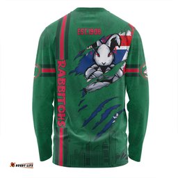 South Sydney Rabbitohs Long Sleeve T-shirt - Happy Australia Day Flag Scratch Style