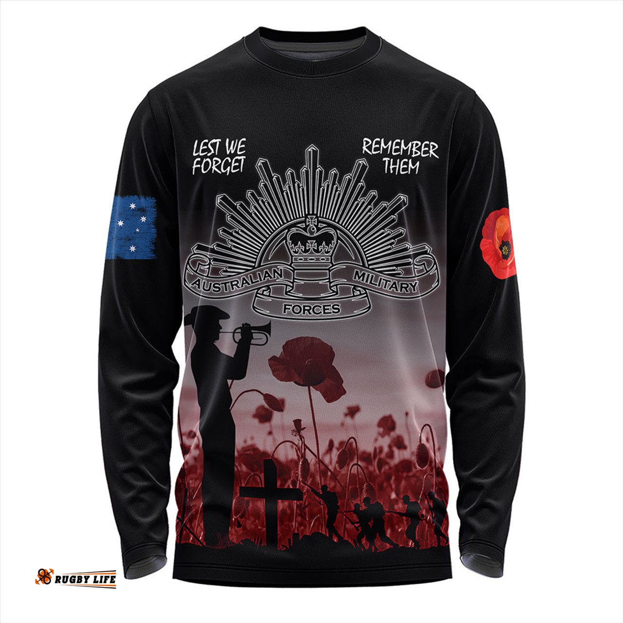 Amazing Aussie Australia Anzac Day Lest We Forget Red Long Sleeve T-shirt