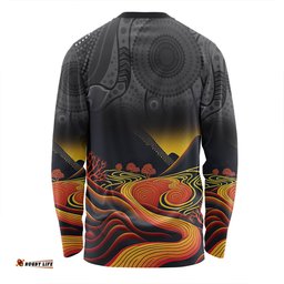 Amazing Aussie Australia Aboriginal Custom Rainbow Serpent Dreamtime Land Art Inspired Long Sleeve T-shirt