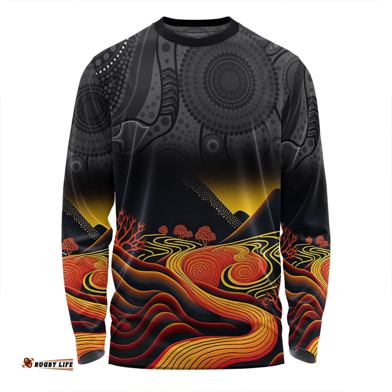 Amazing Aussie Australia Aboriginal Custom Rainbow Serpent Dreamtime Land Art Inspired Long Sleeve T-shirt