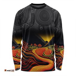 Amazing Aussie Australia Aboriginal Custom Rainbow Serpent Dreamtime Land Art Inspired Long Sleeve T-shirt