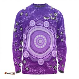 Amazing Aussie Australia Aboriginal Custom Purple Dot Painting Art Washo Long Sleeve T-shirt