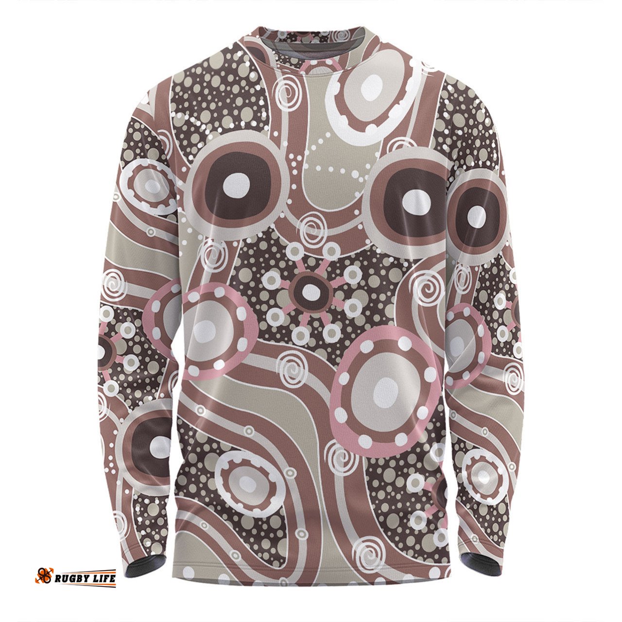 Amazing Aussie Australia Aboriginal Brown Aboriginal Dot Art Inspired Long Sleeve T-shirt