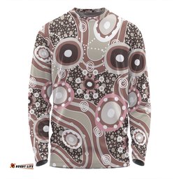Amazing Aussie Australia Aboriginal Brown Aboriginal Dot Art Inspired Long Sleeve T-shirt